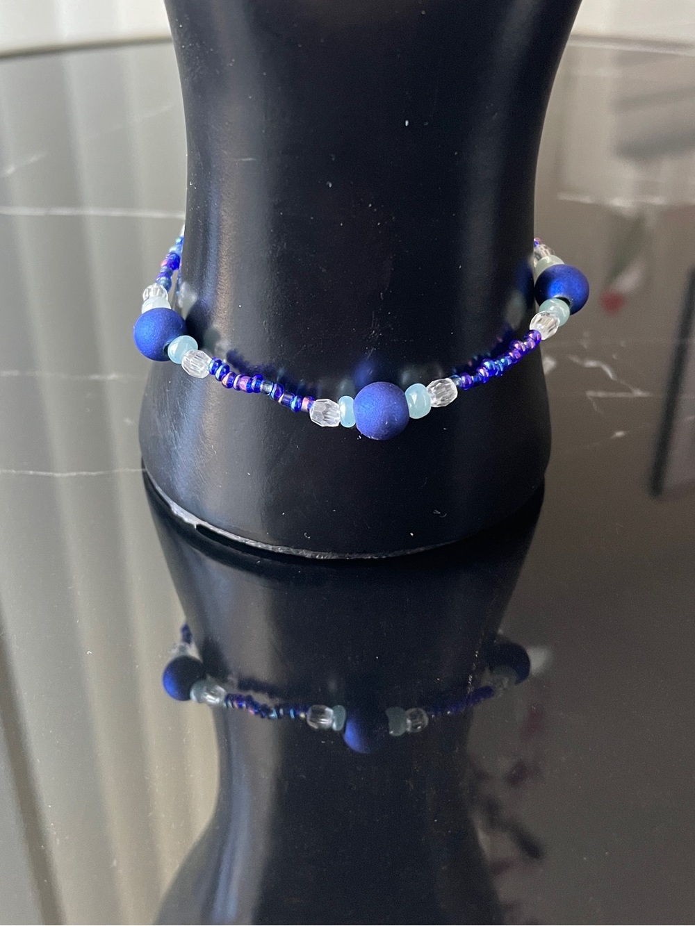 Handcrafted Blue Beaded Bracelet- Elegant Ocean Tones